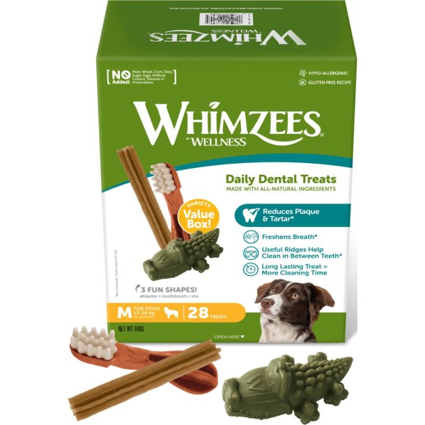 Qimminut Whimzees Tyggeben Variety box M, pr. stk, 30 g