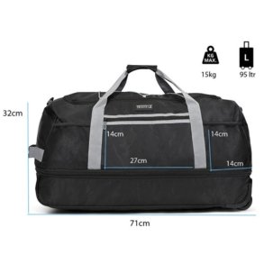 Rejsetaske foldbar sort 95 liter 16x40x17cm