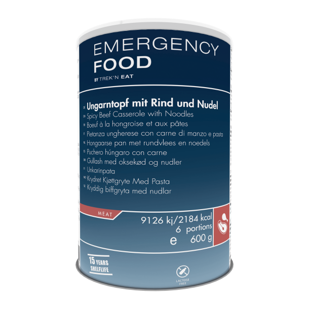 EMERGENCY FOOD Gullash med oksekd og nudler 6 portioner