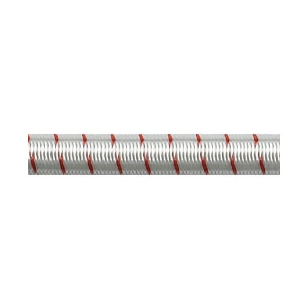 Elastiksnor, hvid/r�d, 8 mm, pr. meter
