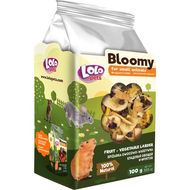 Lolo Pets Bloomy Frugt- og gr�ntsagsspisekammer til gnavere og kaniner, 100 gr