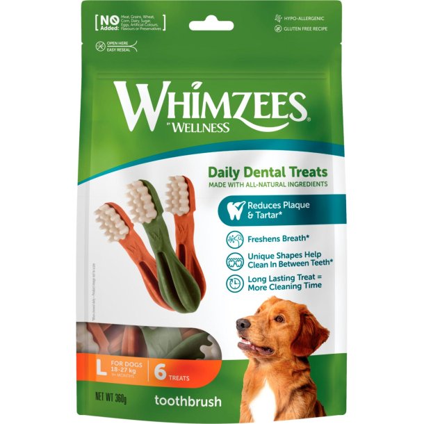 Qimminut Whimzees Tyggeben Toothbrush L, 6-pak, 360 g