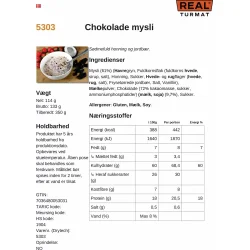 REAL Turmat Morgenmad Chokolade Msli / Chocolate Muesli 114 g. 439 kcal