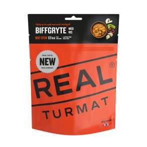 REAL Turmat Biffgryte med ris / Beef Stew 128 g. 573 kcal