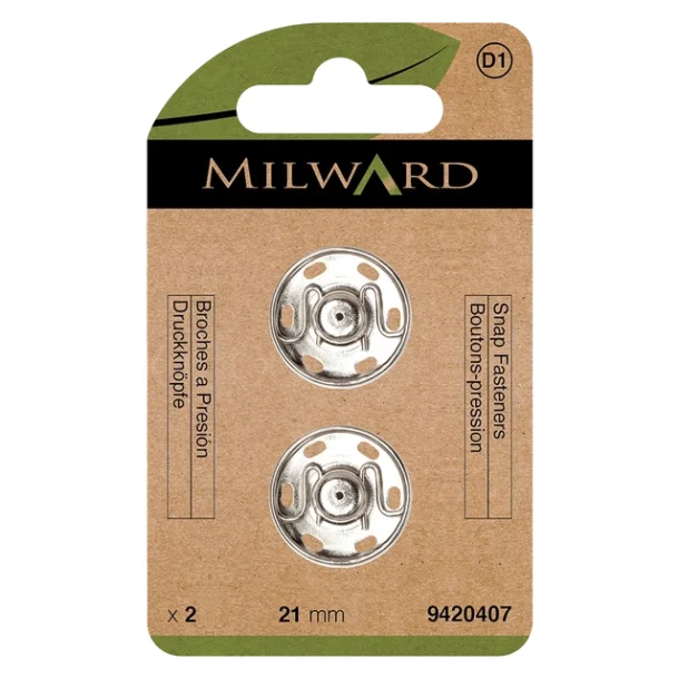 Milward trykl�se 21 mm s�lv (2-pak)