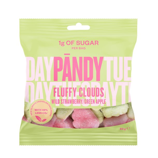 Pandy Candy Fluffy Clouds 50g, 1 g sukker pr. pose