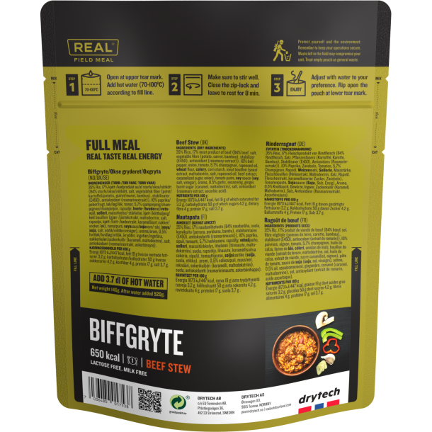 REAL Field Meal Biffgryte / Beef Stew 117 gr. 650 kcal