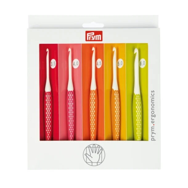 Prym H�klen�le ergonomisk s�t 3,5-6,0 mm plast, 5-pak