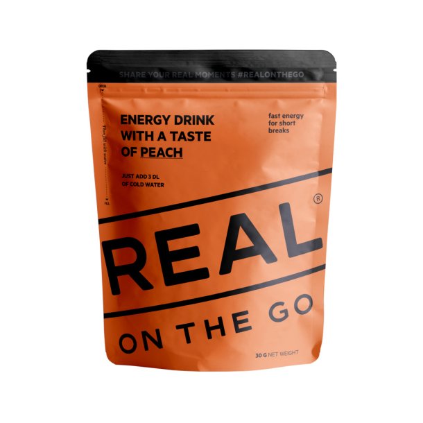 REAL On The Go Energy Drink Peach, 30 gram