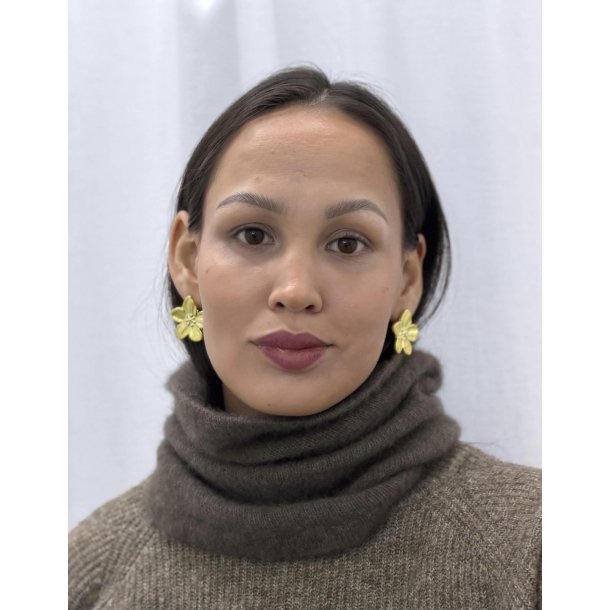 Moskus Qiviut Musk Ox Strik Standard Halsrr enkelt lag Naturfarvet Large