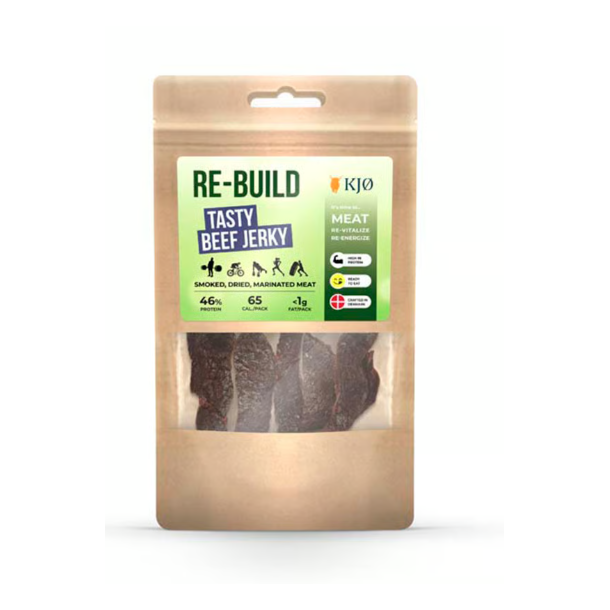 Kj� Re-build T�rret Oksek�d 46% Protein, Tasty Beef Jerky, 25 g