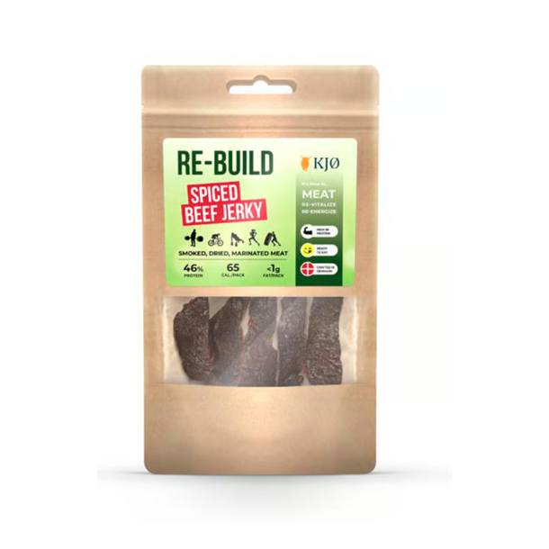 Kj� Re-build T�rret Oksek�d 46% Protein, Spiced Beef Jerky, 25 g