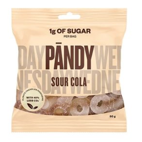 Pandy Candy Sour Cola 50g, 1 g sukker pr. pose