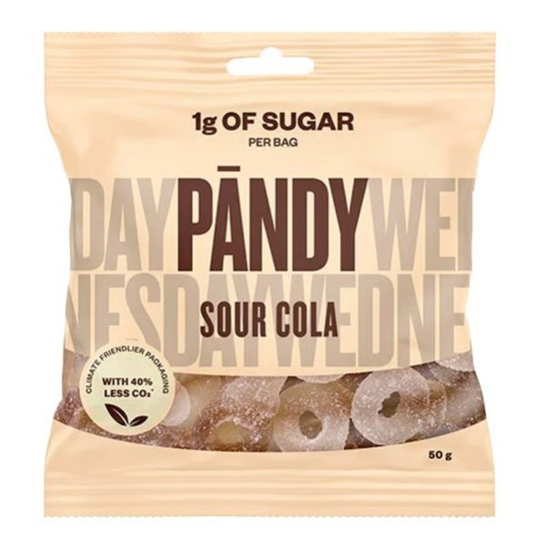 Pandy Candy Sour Cola 50g, 1 g sukker pr. pose