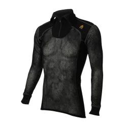 Aclima Woolnet Polo w. Zip Man Black