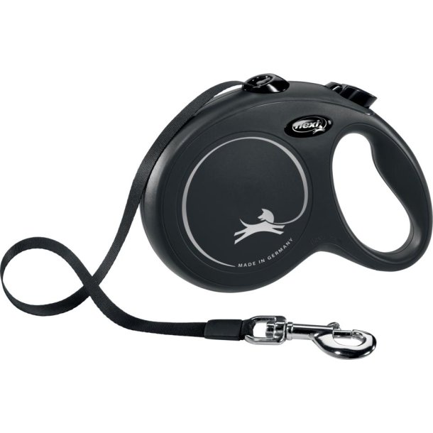 Flexi Classic Qimminut Aneerussut / Snor L, 5 m, op til 50 kg Sort