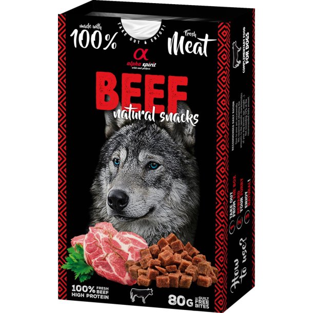 Qimminut Alpha Spirit Naturals Beef dog snacks (beef), 80 g