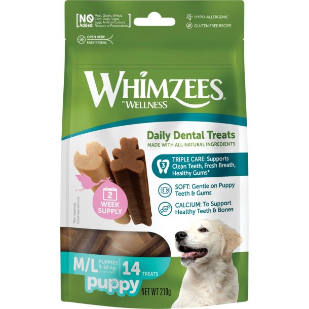 Qimminut Whimzees Tyggeben Puppy M/L til store hvalpe, 14-pak, 210 g