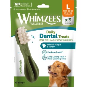 Qimminut Whimzees Tyggeben Toothbrush L, 3-pak, 180 g