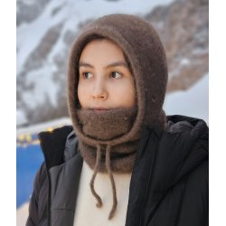 Moskus Luksus Hoodie med indstrikket halsrr til Voksen Qiviut